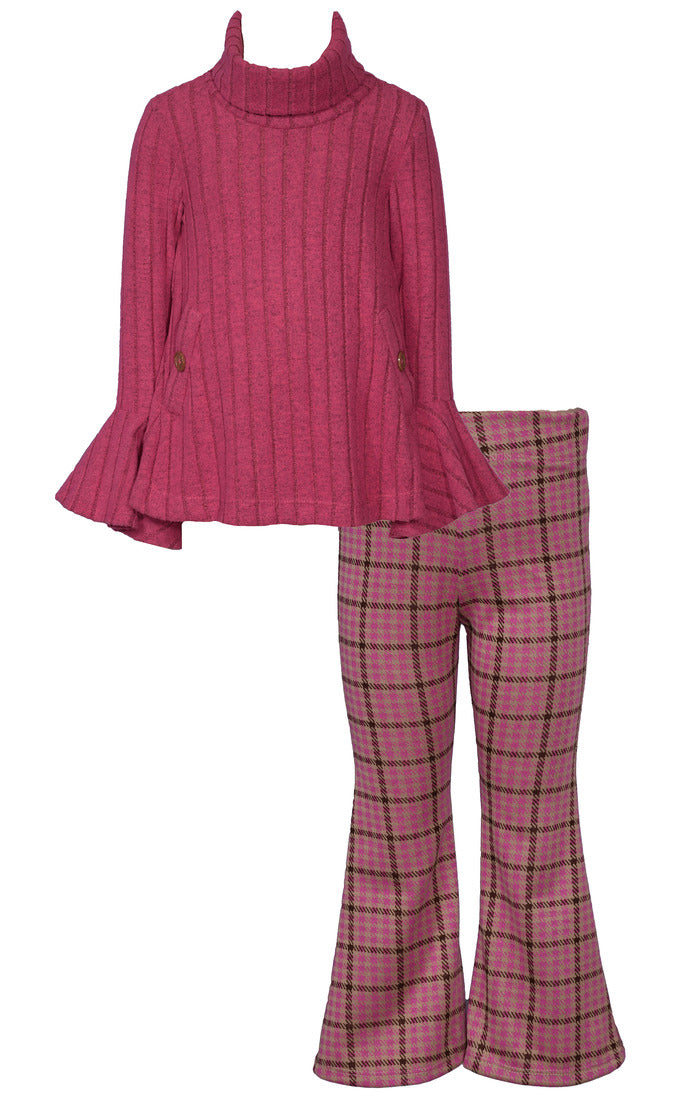Pink Sweater and Houndstooth Flares Set
