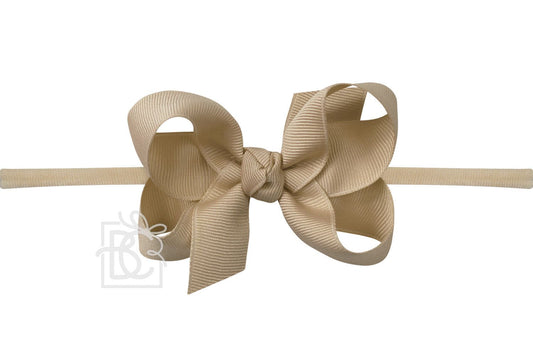 Oatmeal 1/4 Pantyhose Headband With Signature Grosgrain Bow