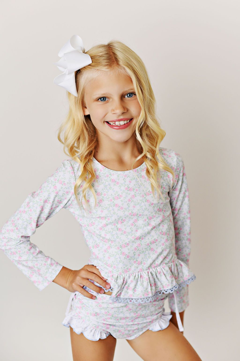 2pc Rashguard Floral Swimsuit