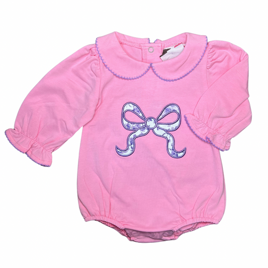 Floral Bow Appliqué LS Bubble
