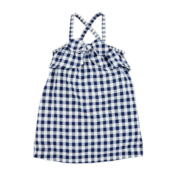 Navy Gingham Bow Dress