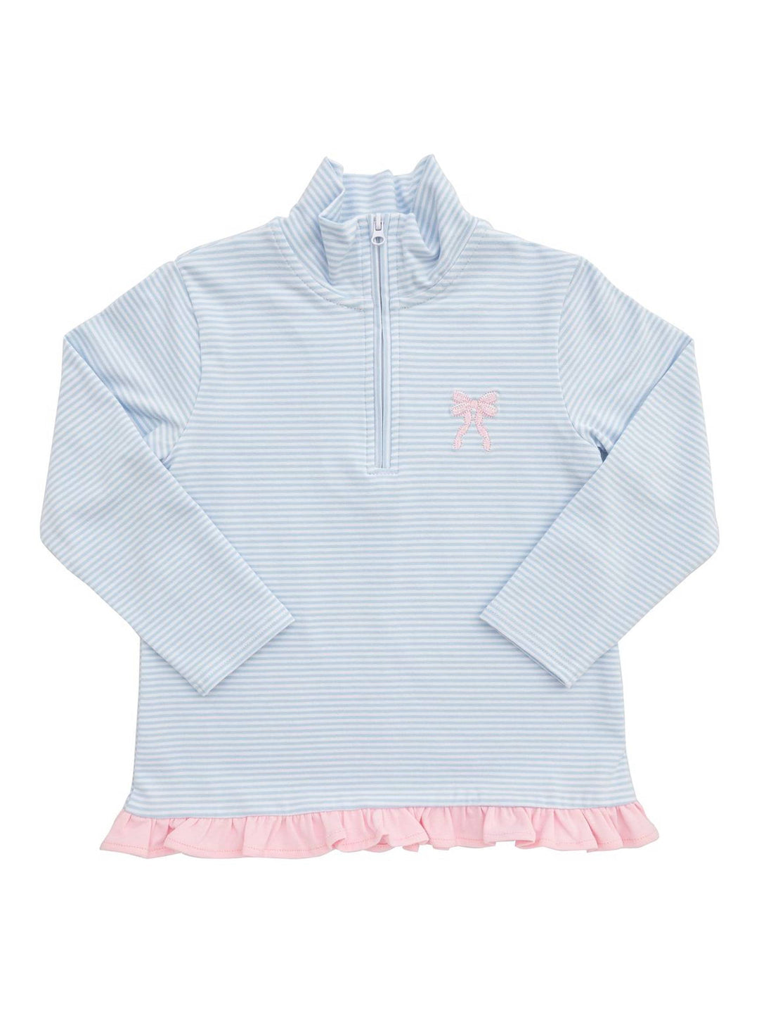 Bow 1/4 Zip Ruffle Pullover