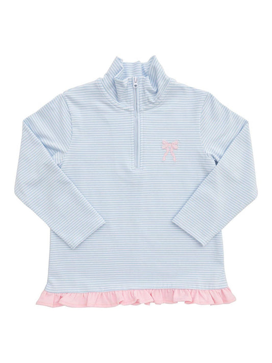 Bow 1/4 Zip Ruffle Pullover