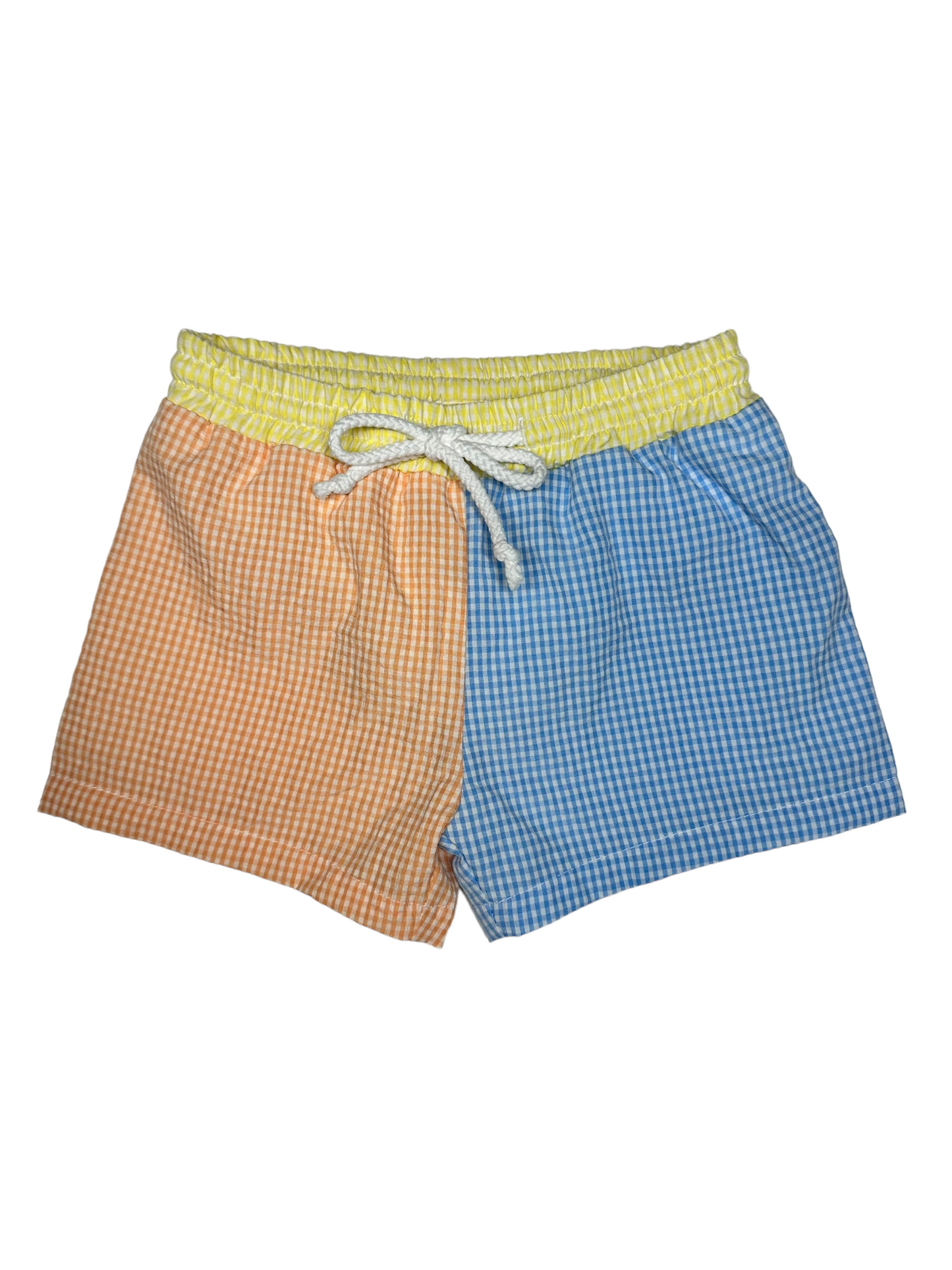 Summer Seersucker Swim Trunks