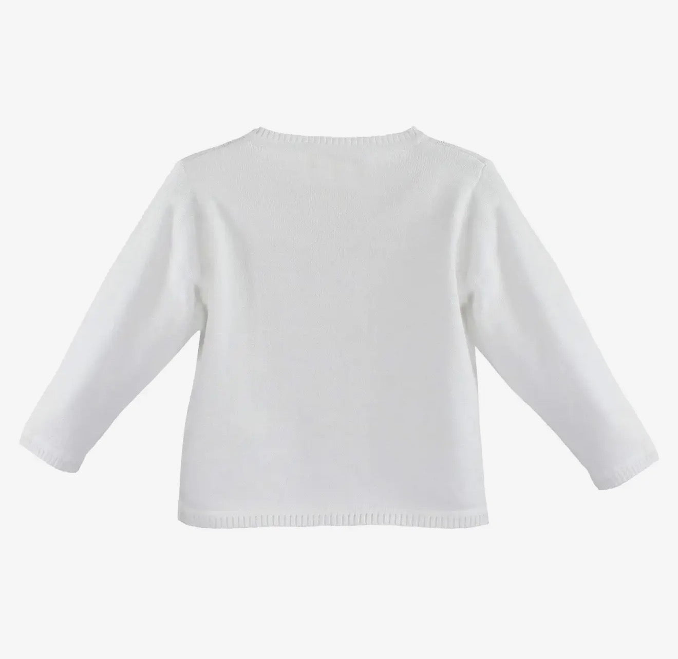 Ladder Edge White Cardigan Sweater