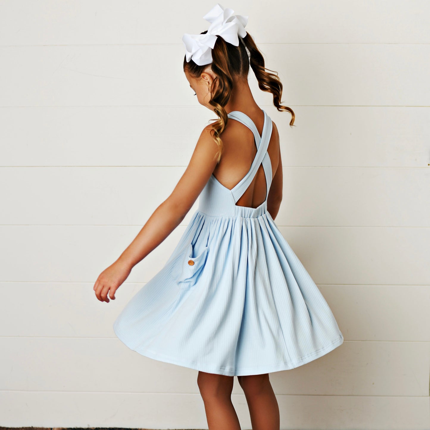 Ella Blue Ribbed Dress