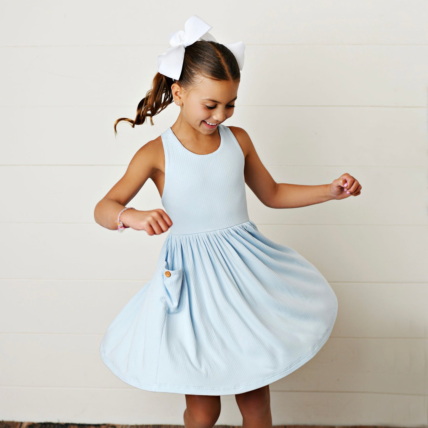 Ella Blue Ribbed Dress