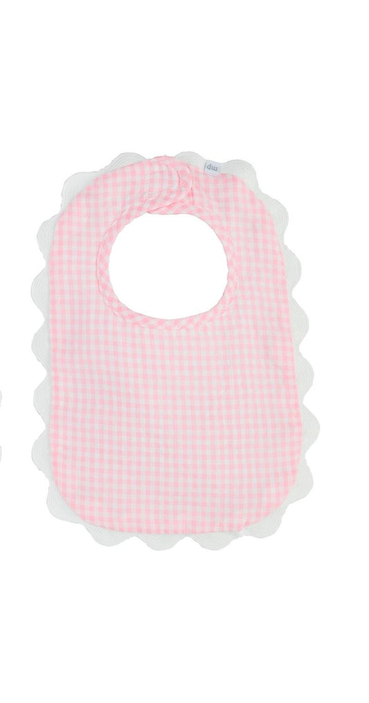 Pink Gingham Scallop Bib