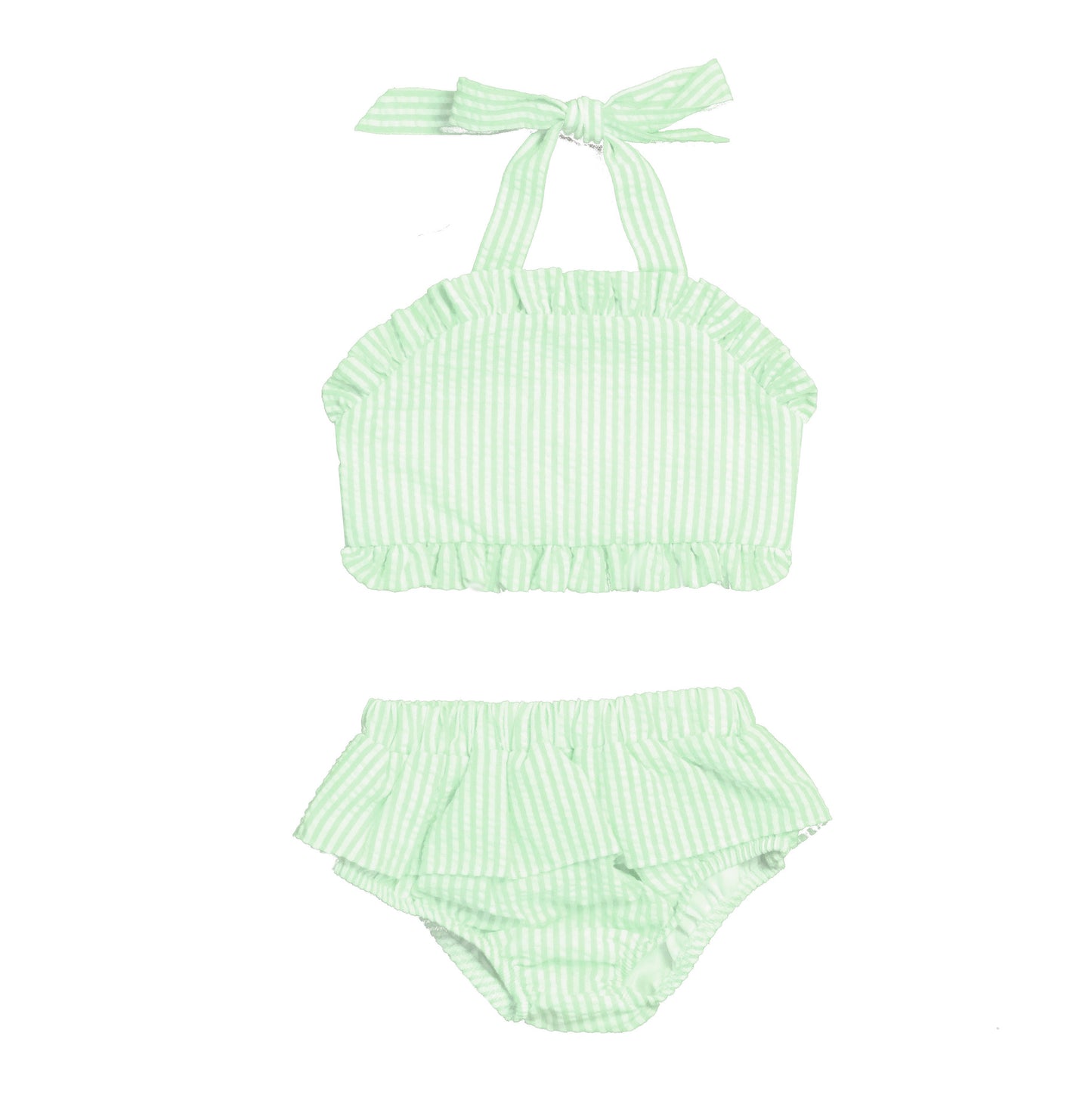 Lime Green Seersucker 2pc Swimsuit