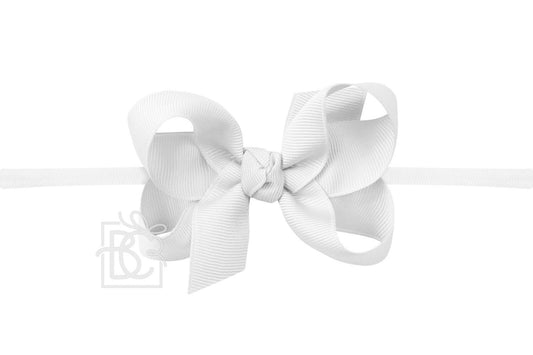 White 1/4 Pantyhose Headband With Signature Grosgrain Bow