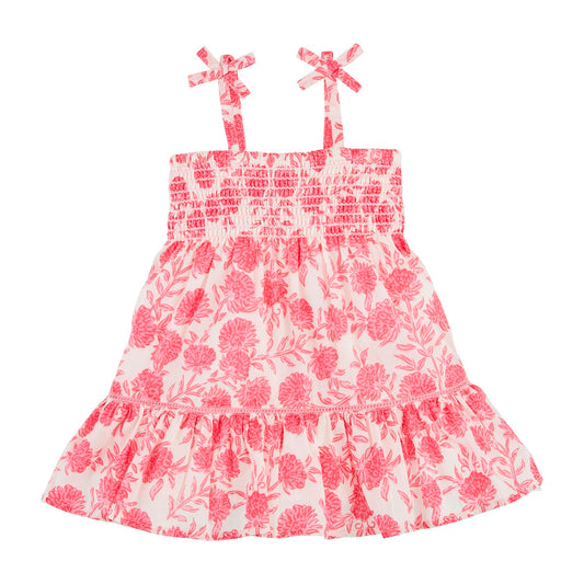 Pink Smocked Floral Dress