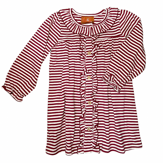 Maisie L/S Maroon Stripe Dress
