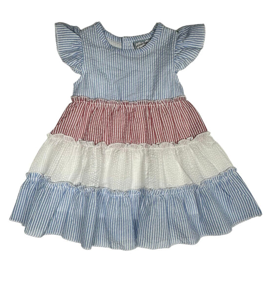 Red, White & Blue Colorblock A/S Dress
