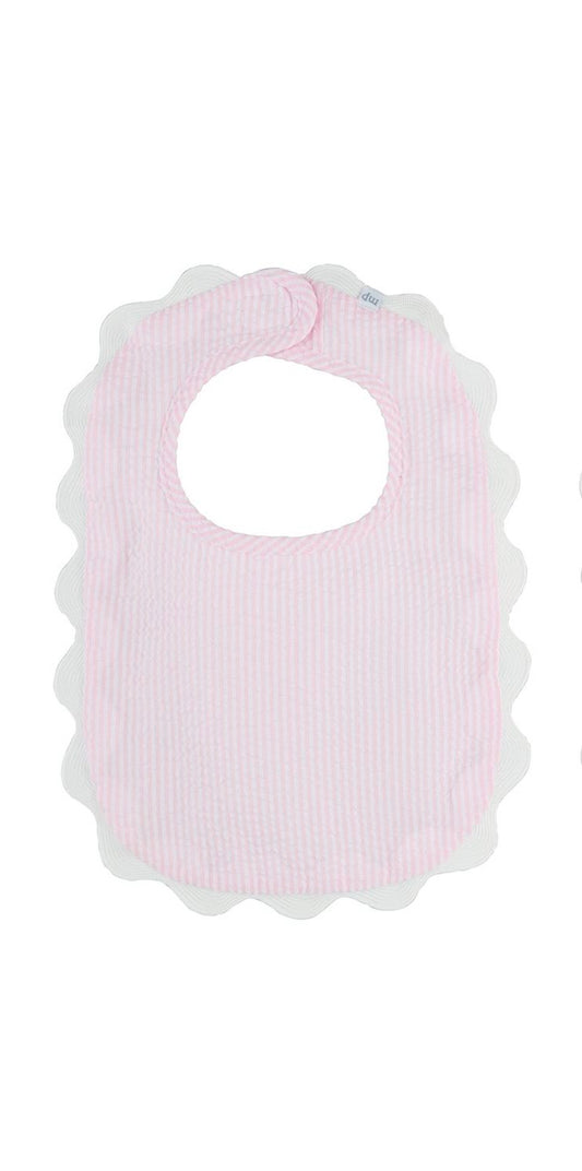 Pink Seersucker Scallop Bib