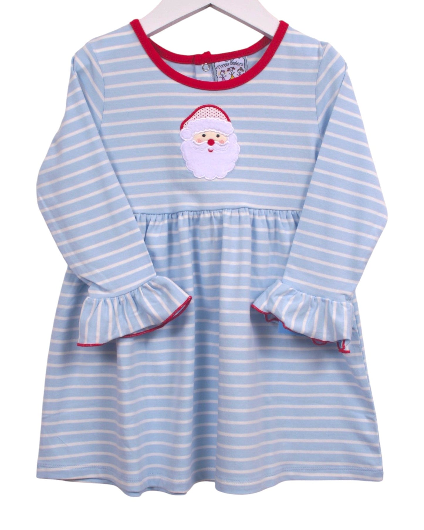 Blue Stripe Santa Appliqué Dress