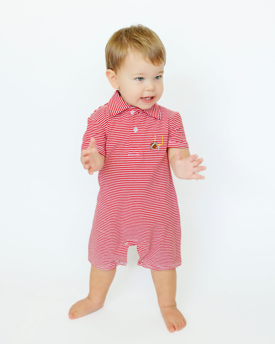 Red Stripe Game Day Polo Romper