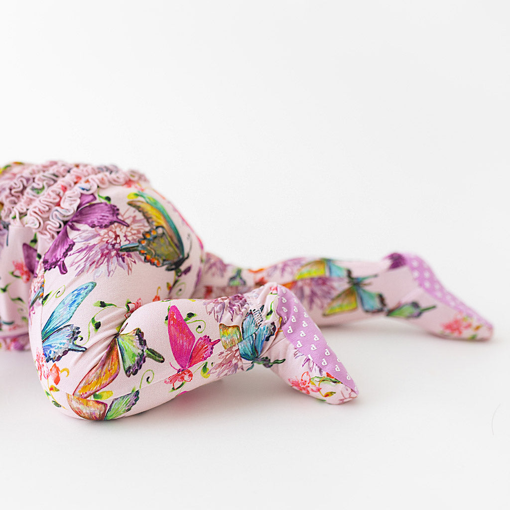 Watercolor Butterfly Ruffled Footie