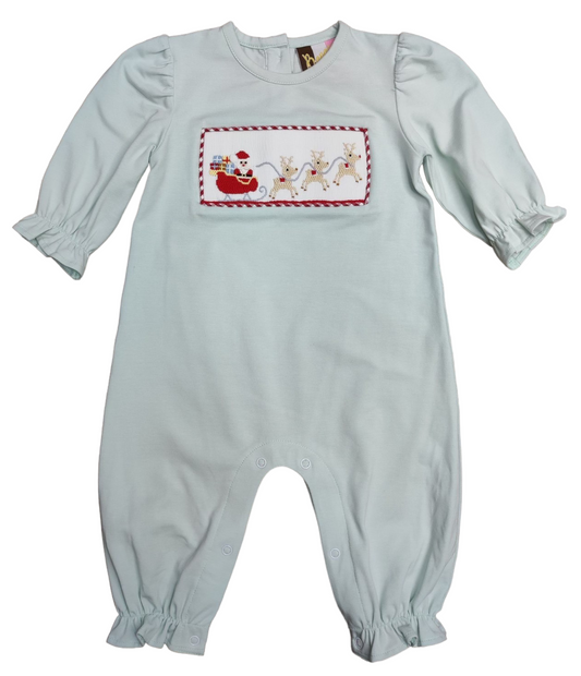 Santa’s Sleigh Smocked Ruffle Romper