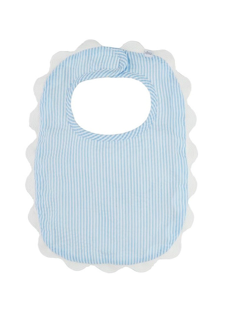 Blue Seersucker Scallop Bib