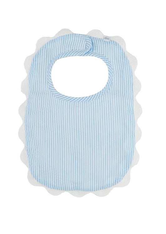 Blue Seersucker Scallop Bib