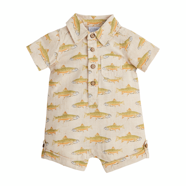 Linen Fish Baby Romper