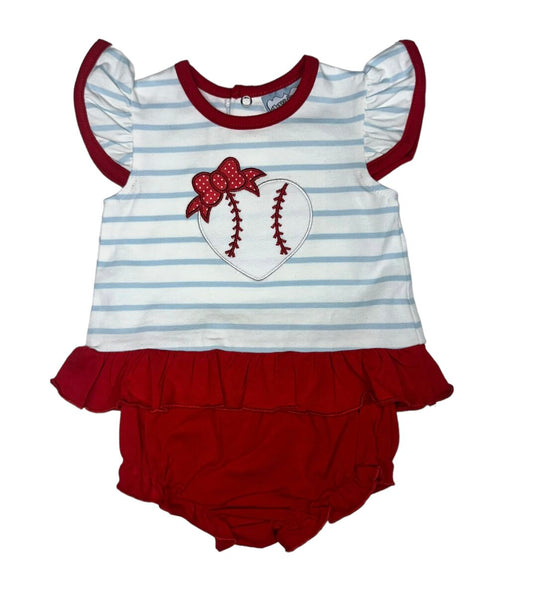 Baseball Girls Appliqué Bloomer Set