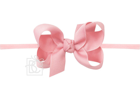 Pink 1/4 Pantyhose Headband With Signature Grosgrain Bow
