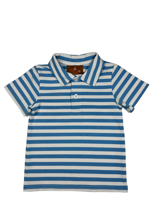 Steel Blue Stripe Bennett SS Polo
