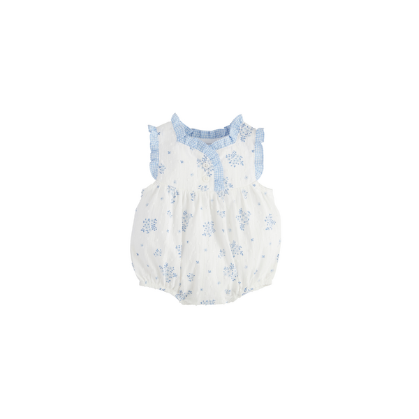 White Ditsy Floral Ruffle Bubble