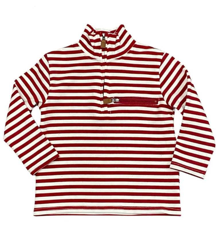 Maroon Stripe Kingston 1/4 Zip Pullover