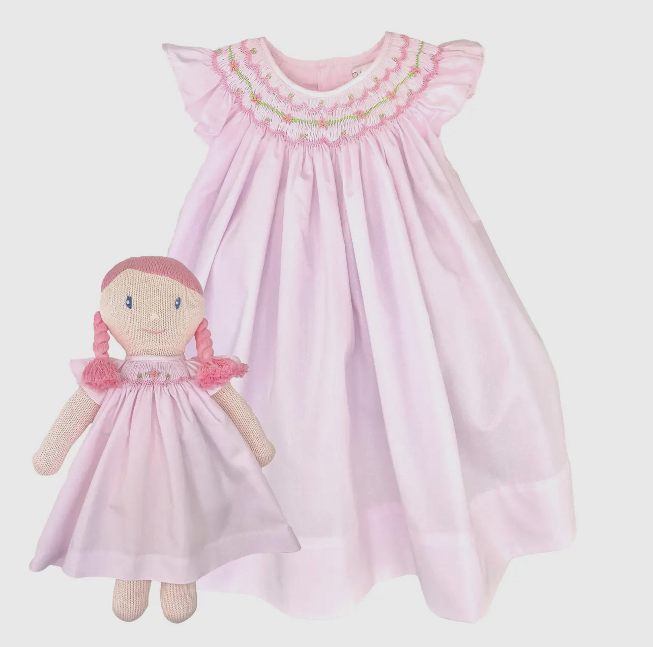 Knit Girl Doll w/ Pink Smock Dress