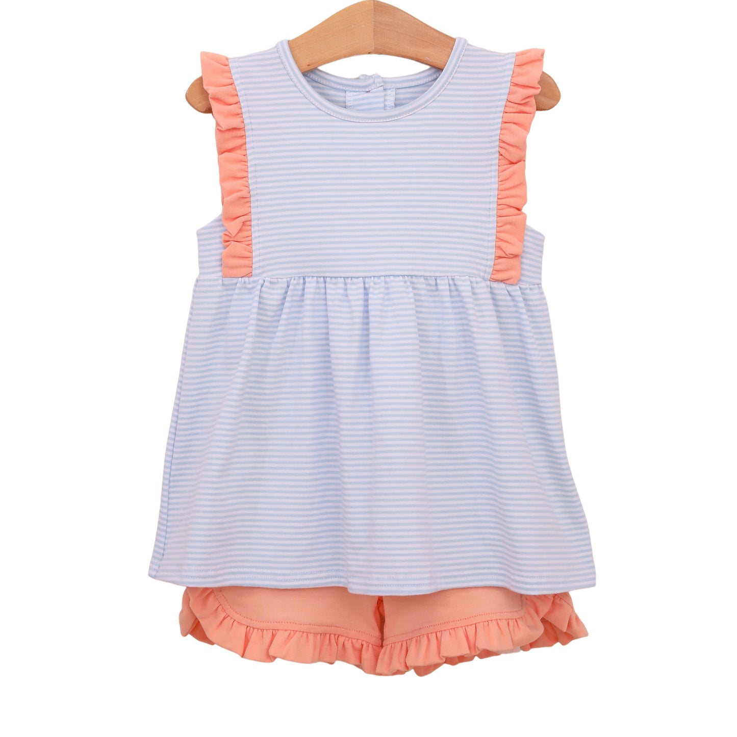 Light Blue/Coral Stripe Josie Short Set
