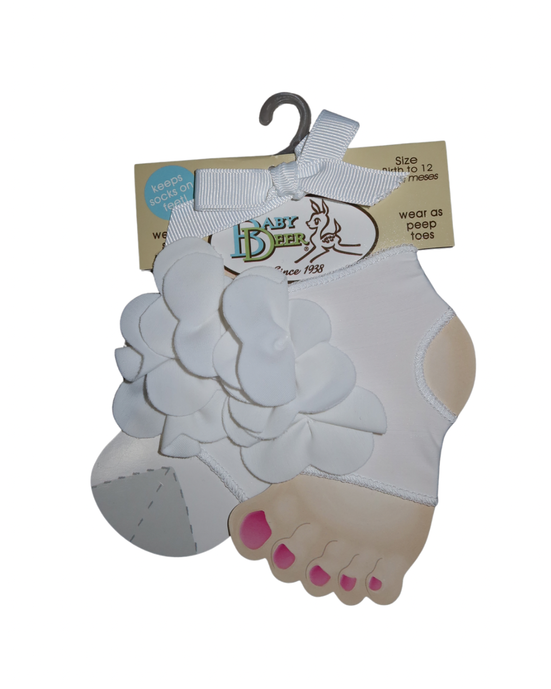 Lainey White Flower Peep Toe Socks