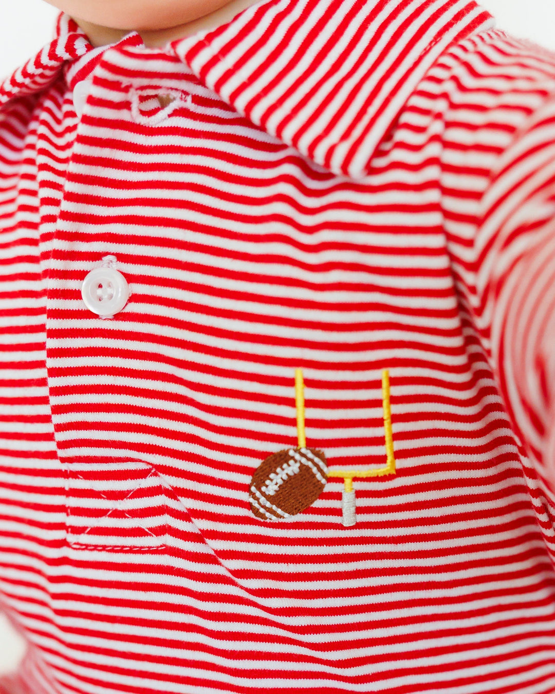 Red Stripe Game Day Polo Romper
