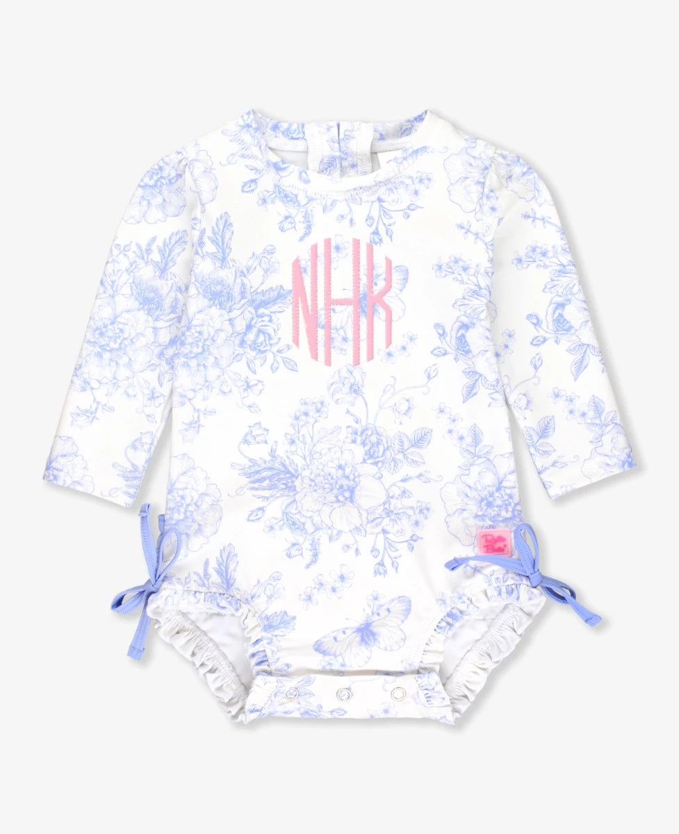 Periwinkle Butterfly LS One Piece Rash Guard