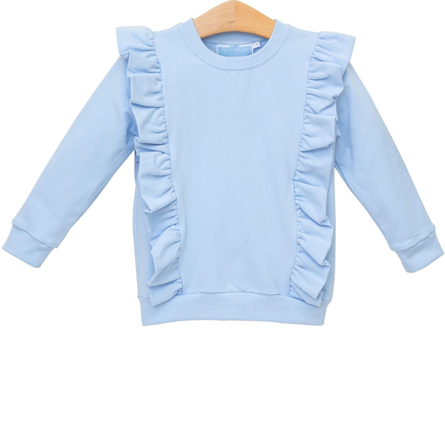 Laura Light Blue Ruffle Pullover