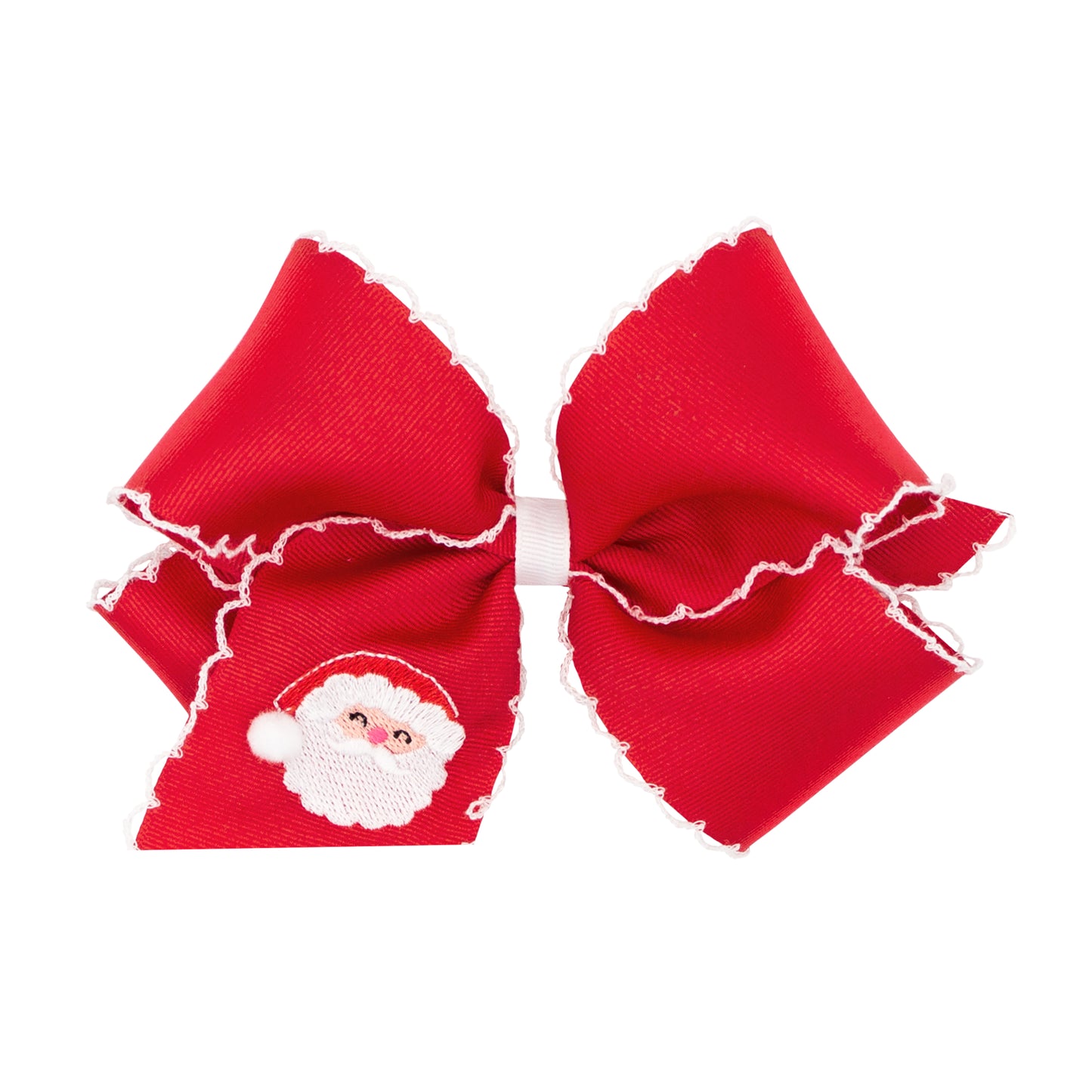 Red Santa Moonstitch Edge Bow