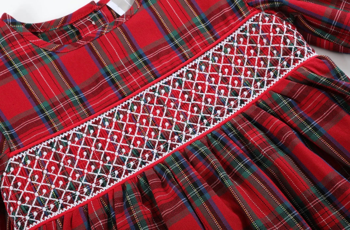 Red & Green Christmas Plaid Smocked Dress