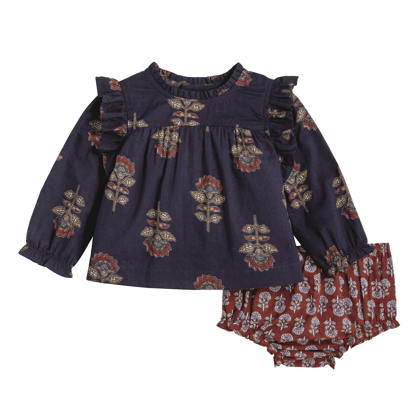 Navy Floral Pinafore Set