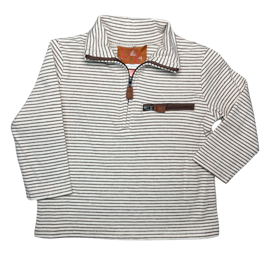 Brown Stripe Kingston 1/4 Zip Pullover