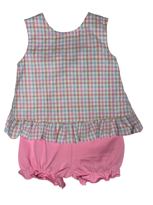 Spring Plaid Tie Back Bloomer Set