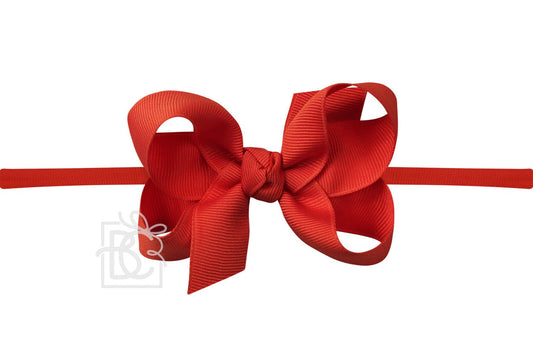 Red 1/4 Pantyhose Headband With Signature Grosgrain Bow