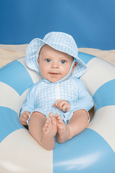 Baby Blue Gingham Rashguard Swim
