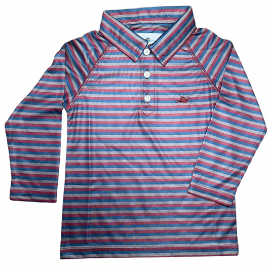 Navy/Falcon Stripe LS Performance Polo