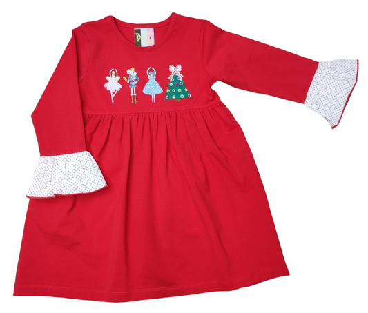 Nutcracker Appliqué Ruffle Dress