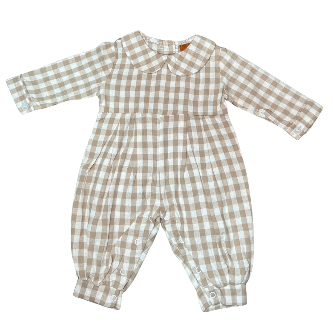 Myles Khaki Gingham Romper