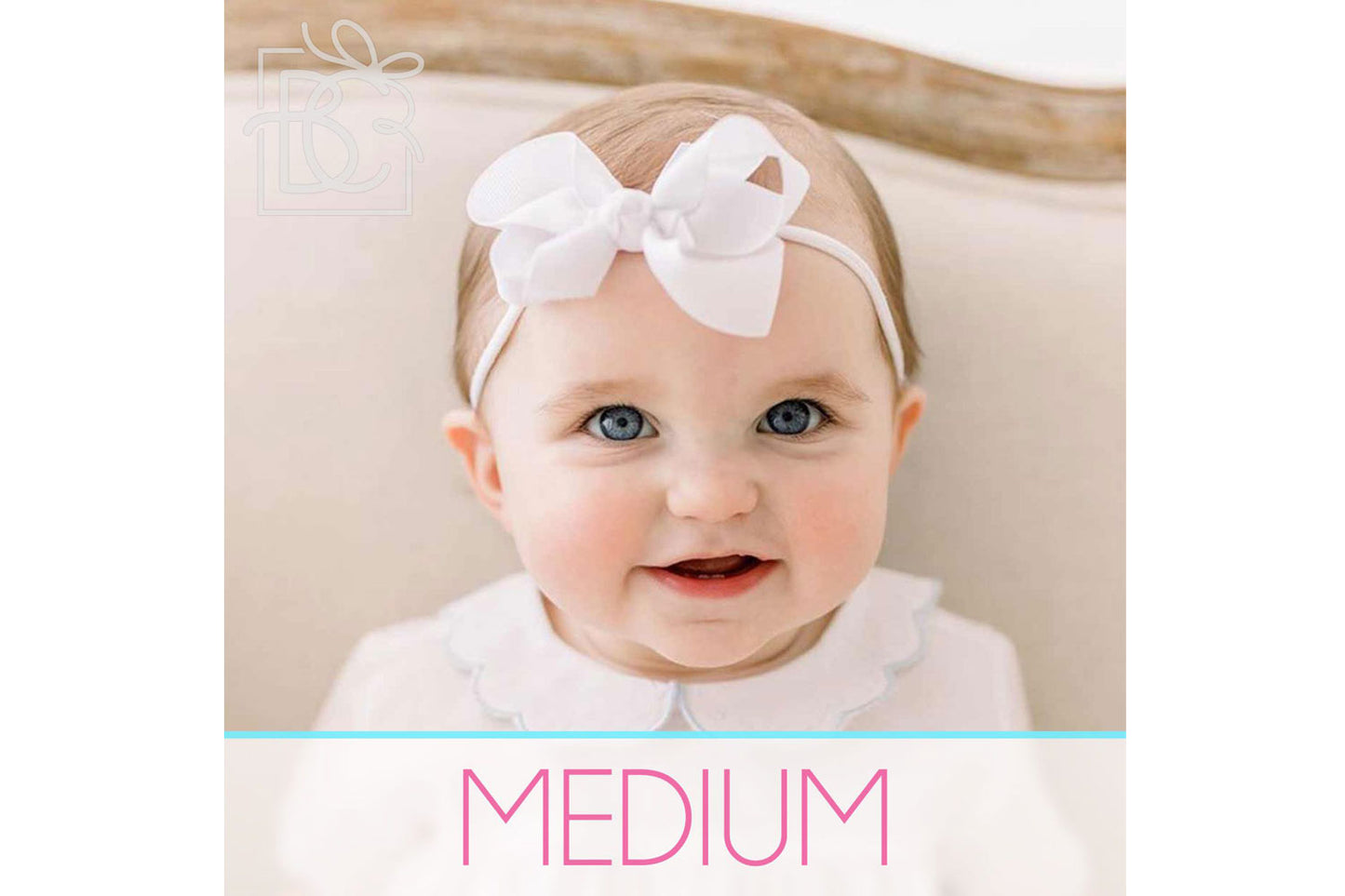 White 1/4 Pantyhose Headband With Signature Grosgrain Bow