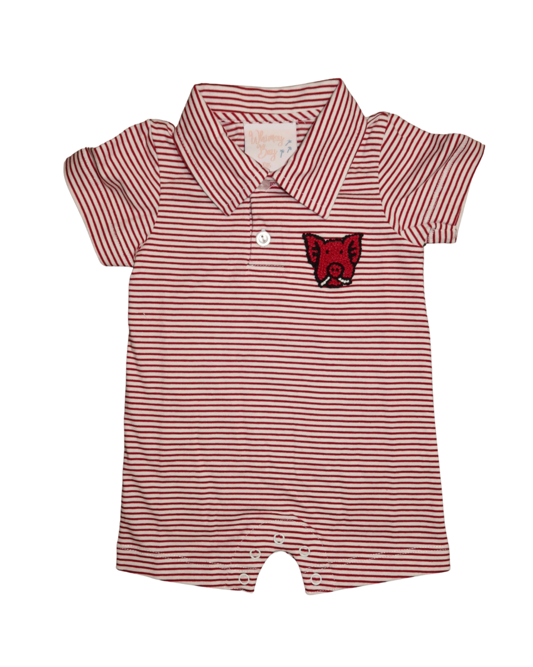 Woo Pig French-knot Polo Romper