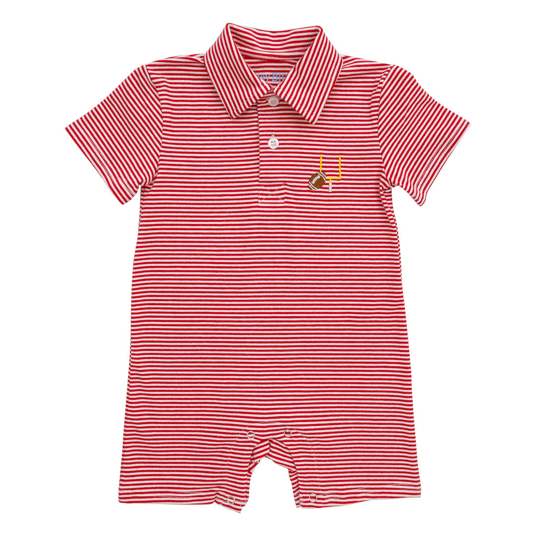 Red Stripe Game Day Polo Romper