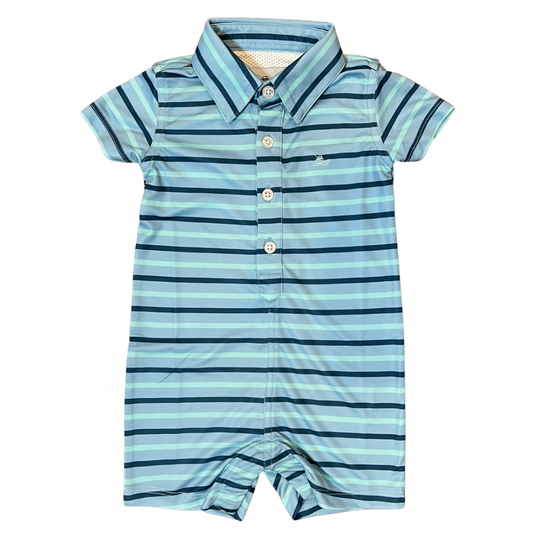 Blue/Mint Hudson Performance Polo Romper